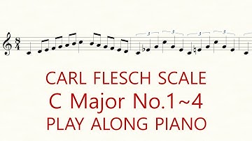 Violin Scale Carl Flesch C Major No.1~4 Scale System 1 Octave Each String Play Along Piano