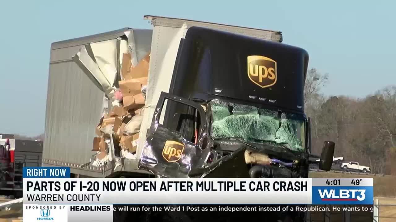 One injured after multi-vehicle crash shuts down portion of I-20 - YouTube