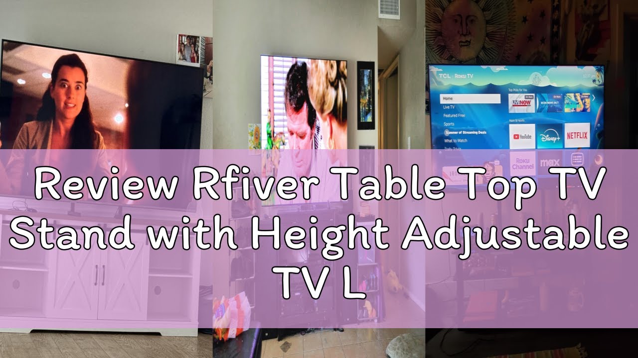 Review Rfiver Table Top TV Stand with Height Adjustable TV Legs, TV Stands Base with Cable Managemen