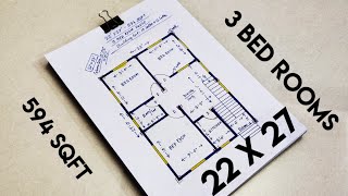 22 x 27 house plan II 22 X 27 GHAR KA Naksha II 22 X 27 HOME DESIGN