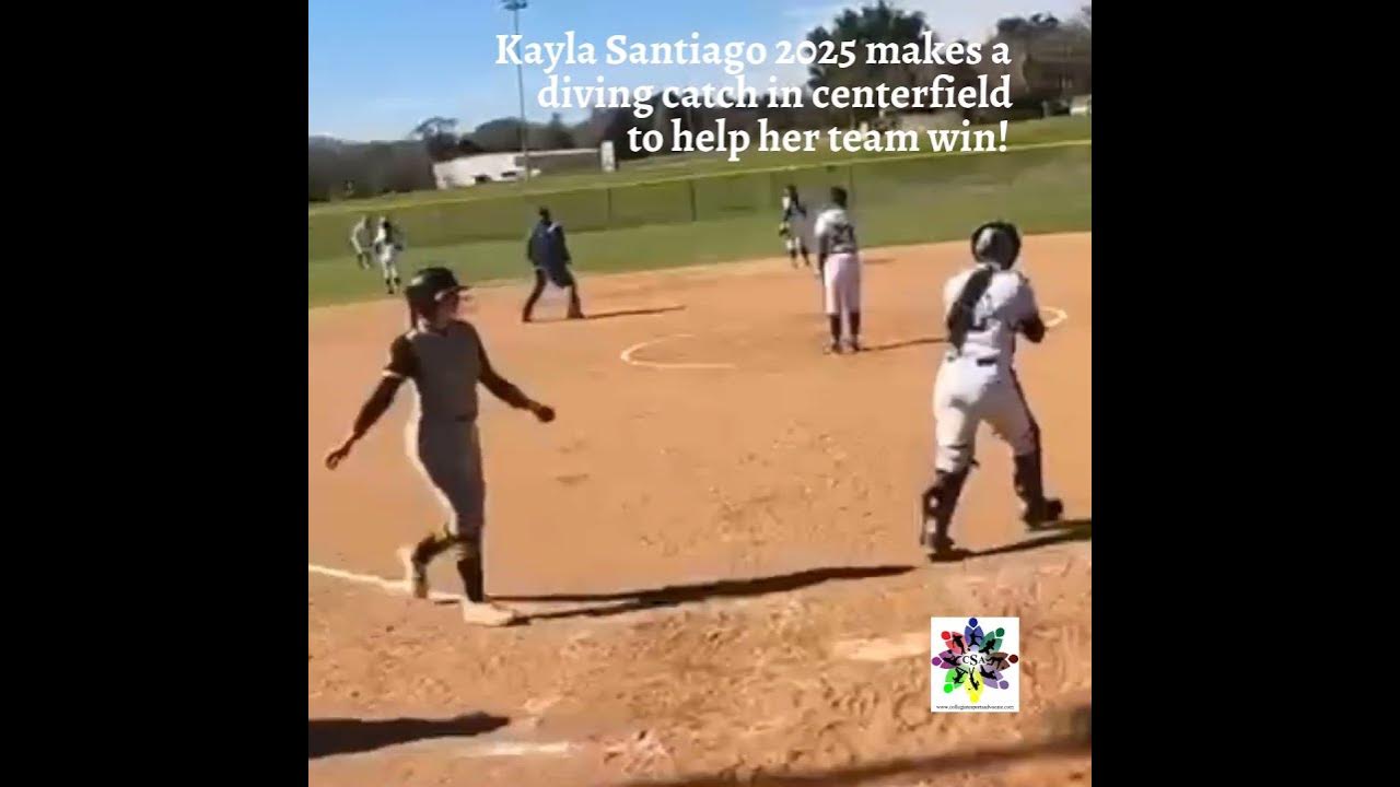 Kayla Santiago 2025 makes a diving catch in centerfield to help her