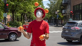 Street juggler lets his performance do the talking