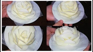 طريقة عمل وردة من الشيكولاتة البيضاء #وردةالشيكولاتة لتزيين التورت