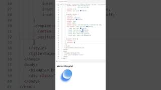 3D Water Drop Effect using HTML and CSS tutorial for beginners using VSCode Editor #shorts #coding