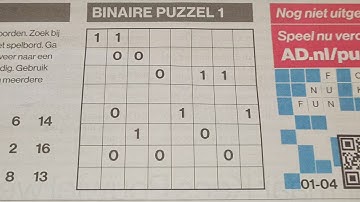Thursday. Bonus Extra edition (#2567) Binary01 Sudoku puzzle. 04-01-2021 Extra part 3 of 4