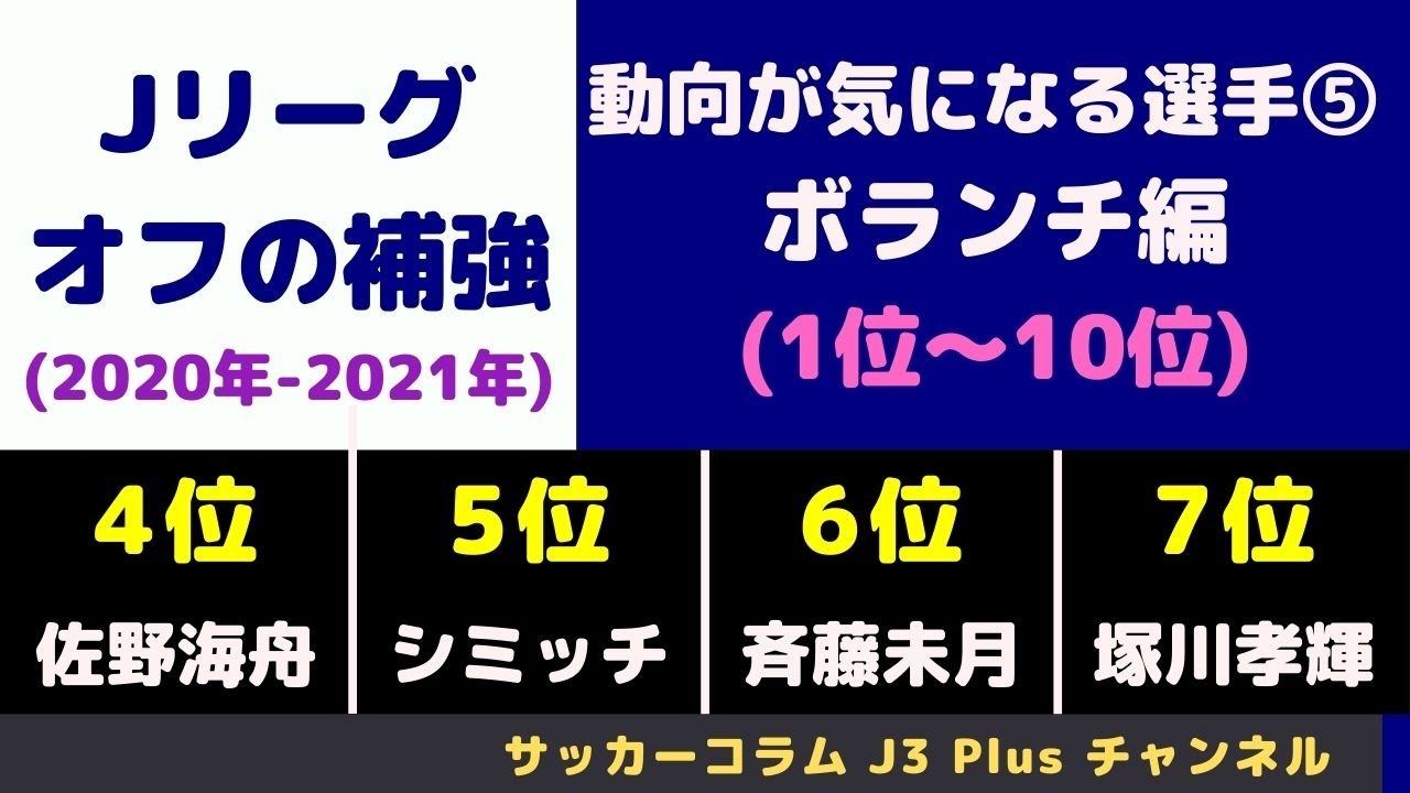 サッカーコラム J3 Plus Jリーグ オフの移籍市場での動向が気になる選手 30名 ボランチ編 後編 年 21年