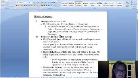 Bio 111 Chapter 1 Part I