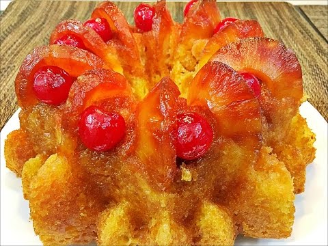 Pineapple Upside Down Bundt Cake Recipe -- How to make pineapple upside down cake