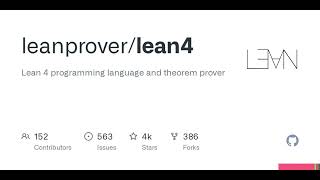 GitHub - leanprover/lean4: Lean 4 programming language and theorem prover