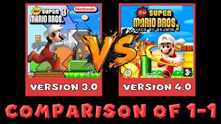 Comparison of World 1 - 1 (New Super Mario Bros. 3 v3.0 VS. v4.0)