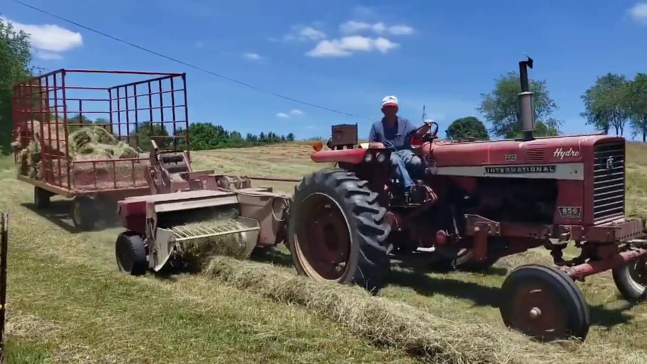 Powerful International Tractor with Hay Baler YouTube