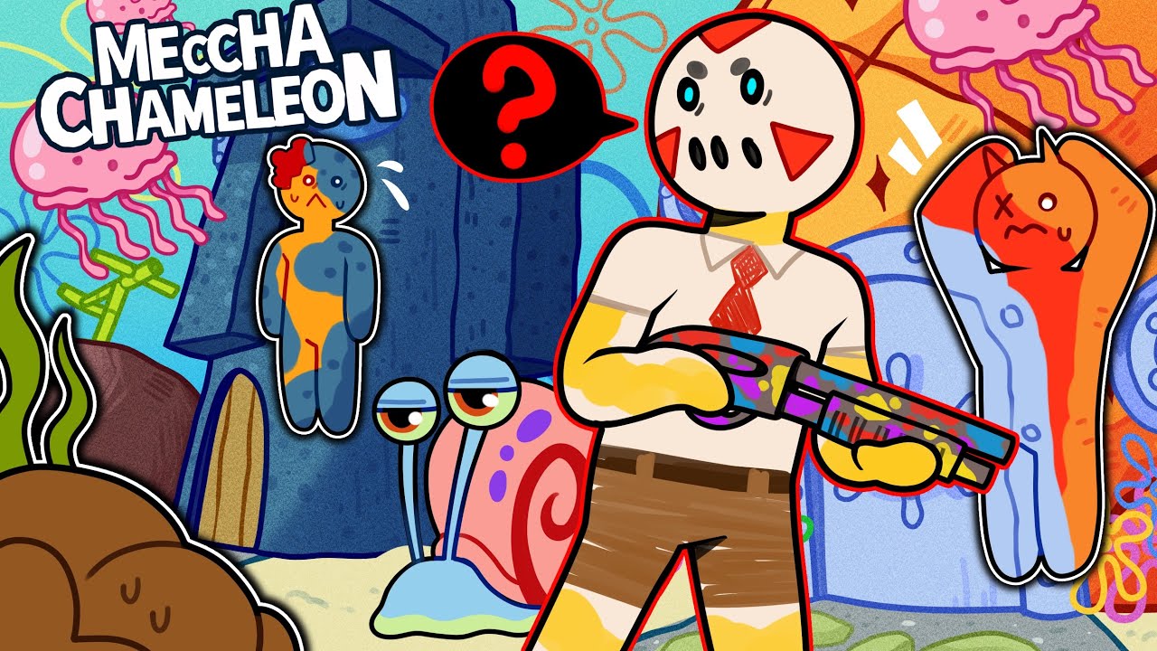 SPONGEBOB BIKINI BOTTOM MAP MADE US WET!!! 😂💦 | Meccha Chameleon (w/ H2O Delirious, Kyle, Squirrel)