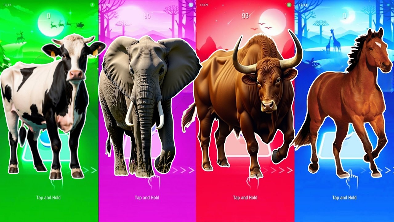 Funny Cow 🆚 Funny Elephant 🆚 Funny Bull 🆚 Funny Horse 🆚 Tiles Hop EDM Rushv