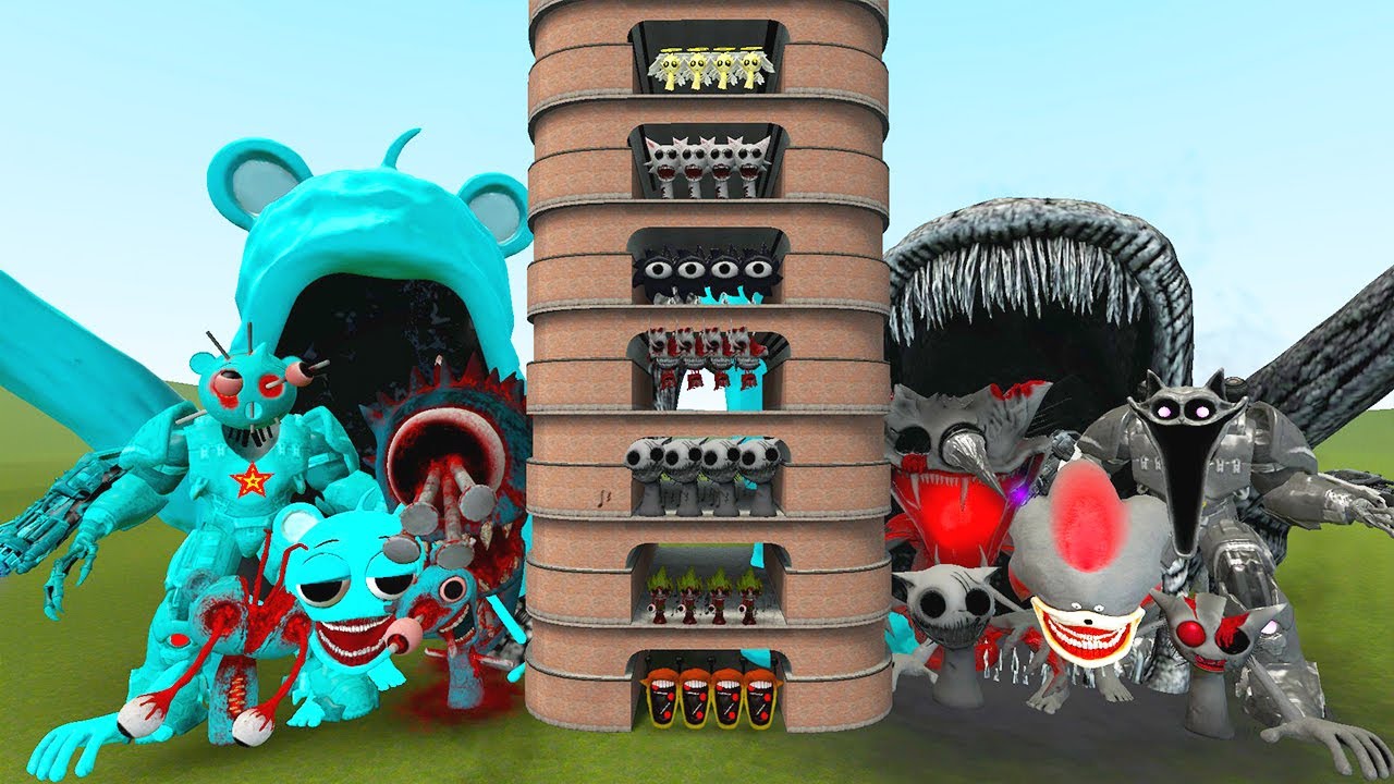 TALLGRASS LITTLE TO BIG ALL BLUE SKY SPRUNKI VS ALL GREY SPRUNKI FAMILY PHASE 1 - 10 in Garry's Mod!