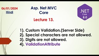 Custom Validation in MVC Core | ValidationAttribute (Hindi)