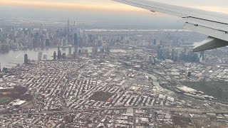 Cloudy & Turbulent Landing at NYC LaGuardia Airport (LGA) Runway 31