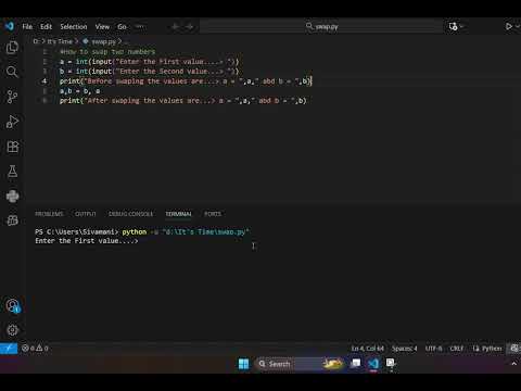 Easy way to Swapping of Two Numbers without Using a Temporary Variable in Python