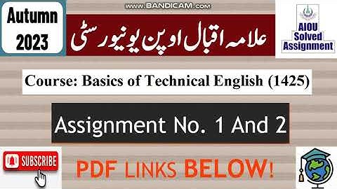 AIOU Code 1425 Solved Assignment No.1 & 2 Autumn 2023 | Subject: English – III | Bachelor (BA/B.Com)