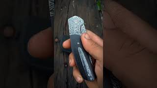 Feather pattern damask folding knife