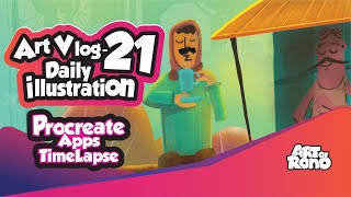 Art Vlog-21 | Procreate Software/apps | Time-Lapse | Winter Tea-stall | Ipad pro art screenshot 4