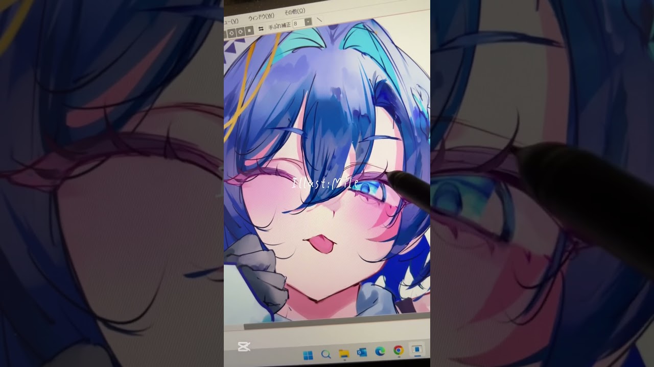 鮫升コモリちゃんを描いてみた【Illustration Making 】#shorts