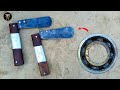 Incredible Process of making Two Folding knives from an Old Rusty Bearing