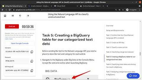 Qwiklabs # Using the Natural Language API to classify unstructured text