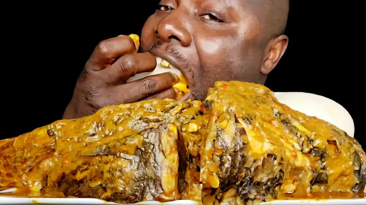 Asmr mukbang Nigerian banga soup and pounded yam fufu eating sound
