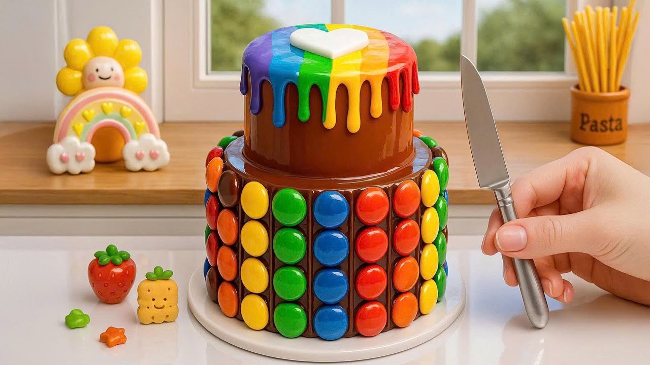 Rainbow KITKAT Chocolate Cake Recipe With Pop It 🌈 Amazing Mini Rainbow ...