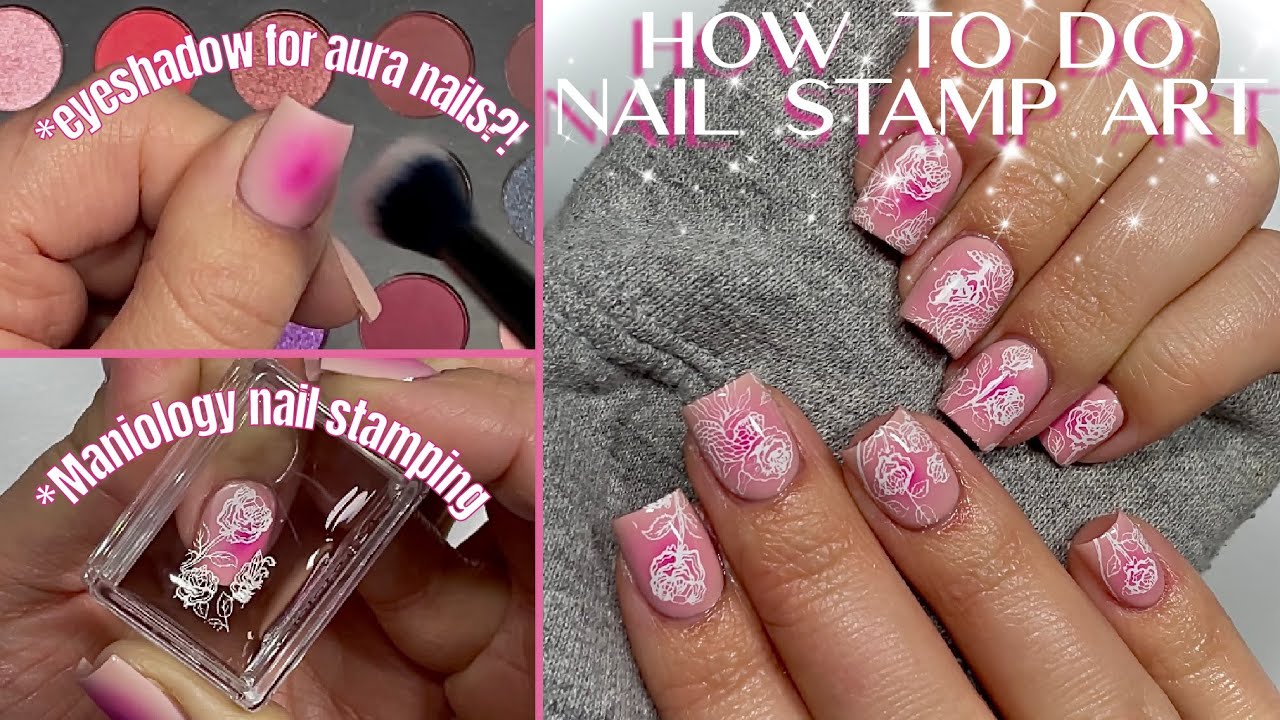 EASY EYESHADOW AURA NAILS | NAIL STAMPING ART | Maniology Stamping Kit | Short Nails