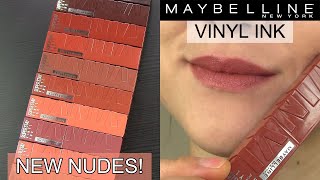 *NEW* NUDES: Maybelline Vinyl Ink Liquid Lipcolors // LIP SWATCHES &amp; Review