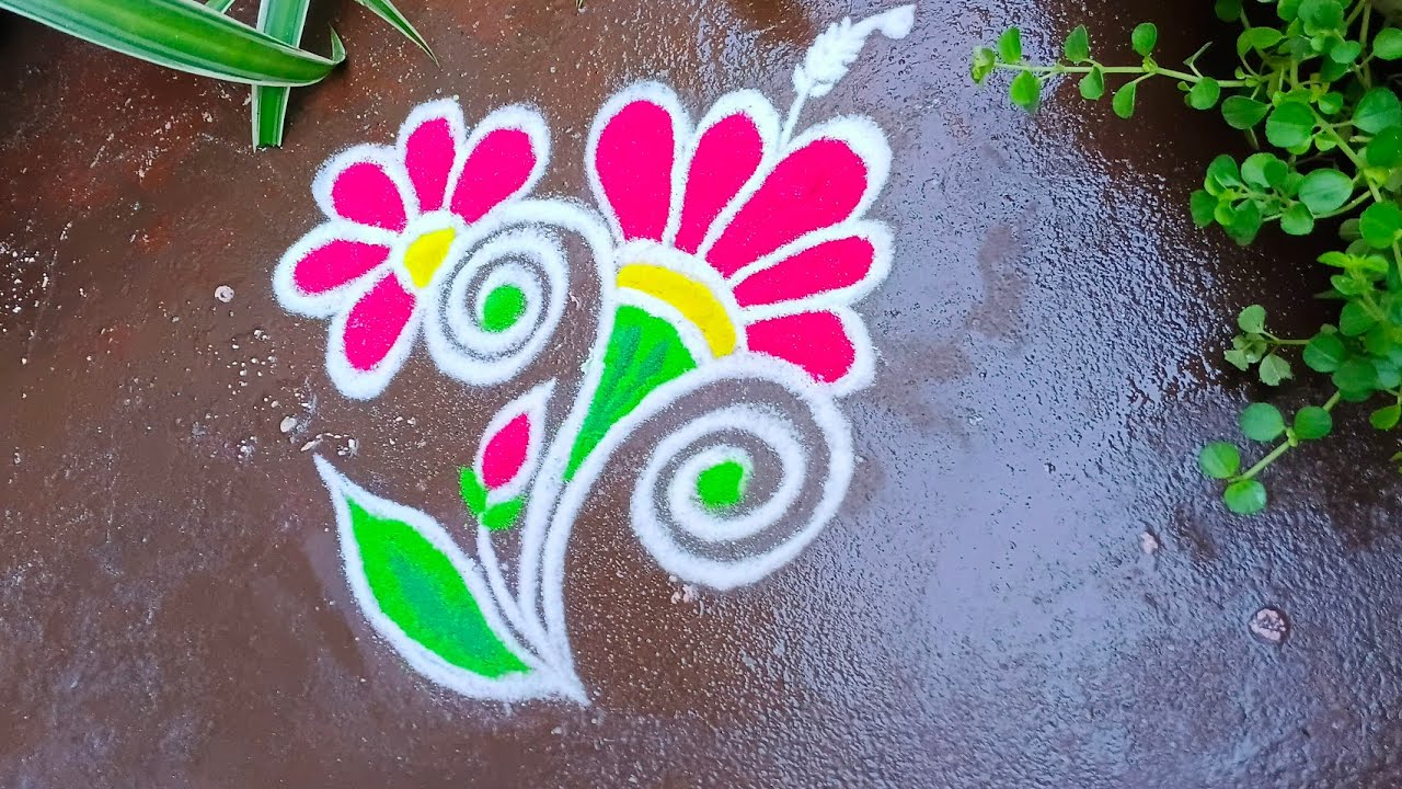 2 Easy Simple Rangoli Designs 🥰2 Daily Use Easy Rangoli 