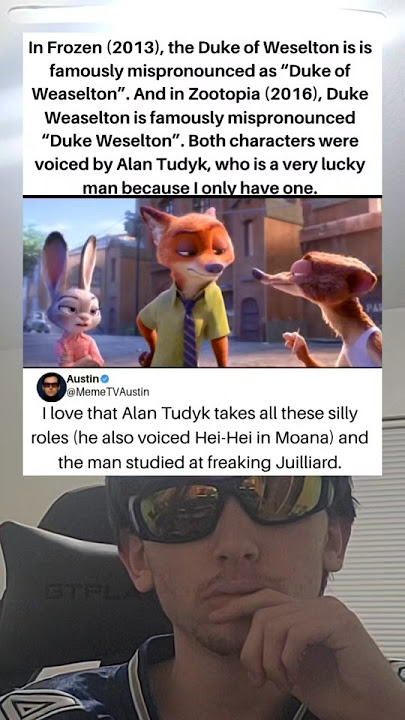 in Frozen (2013) and Zootopia (2016) Alan Tudyk Voiced Both Dukes— Same Actor, Same Joke