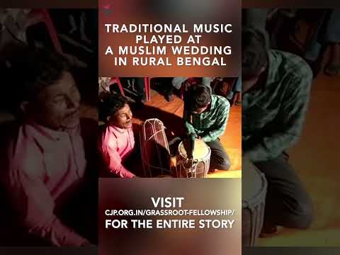 Folk singers perform their traditional music at a Muslim wedding in Bengal
