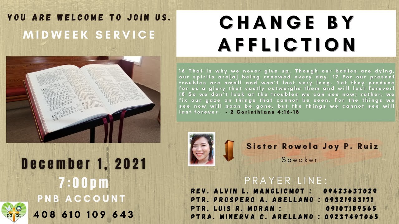 CGCC MIDWEEK WORSHIP AND PRAYER MEETING (December 1, 2021)