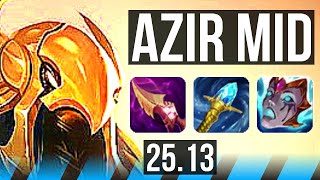 AZIR vs ZED (MID) | 2200+ games, Dominating, 7/3/8 | KR Master | 25.13