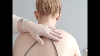 asmr real person examinations only compilation , medical gloves , back neck shoulders tickle trace