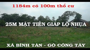 ⓼⓼⓽  đất vườn 1184m có 100m thổ cư mặt tiền lộ nhựa tại xã Bình Tân Huyện Gò Công Tây Tiền Giang