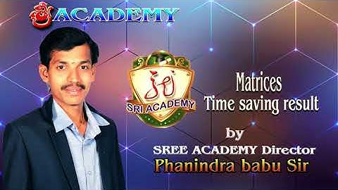 Matrix Easy Trick(Diagonal Matrix) |part 2| by SREE ACADEMY Director Phanindrababu Sir