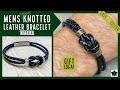 Mens DIY Beaded Leather Knot Bracelet, Handmade Gift for Dad