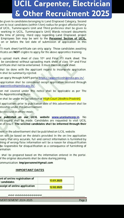 UCIL Carpenter, Electrician & Other Recruitment 2025 #ucil
