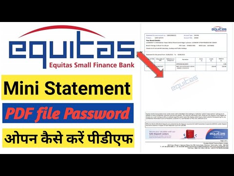 equitas small finance bank mini statement PDF file password | Equitas Bank Mini Statement Password