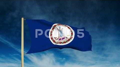 Virginia Flag Slider Style. Waving In The Win With Cloud Background Animation