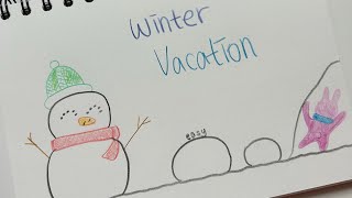 쉬운 토끼의 겨울 방학 그리기 | Drawing Winter Vacation | Drawing Asmr | 그림 백색 소음