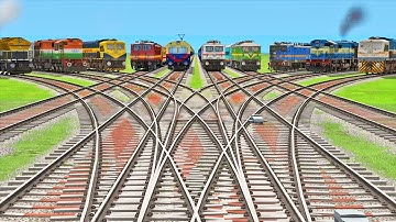 10 TRAINS BACK TO BACK CROSSING ON BUMPY RAILROAD TRACKS | CROSSING | Train Simulator 2023