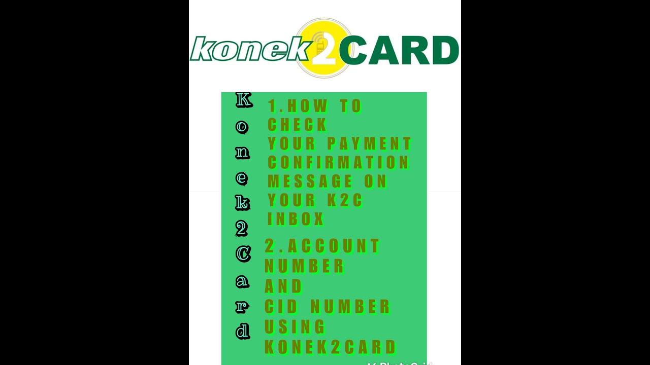 KONEK2CARD PAYMENT CONFIRMATION, ACCOUNT AND CID NUMBER - YouTube
