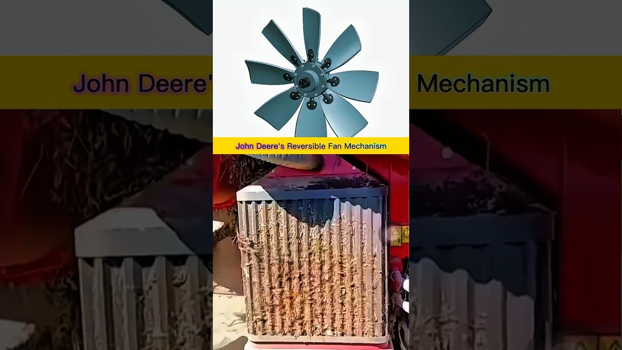 John Deere Reversible Fan Mechanism Reverses Airflow to Clean Dirt From the Radiator Fast in Fields!