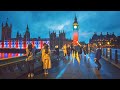 London Dusk Walk 🇬🇧 Big Ben Light Show to West End incl. Houses of Parliament Illuminations | 4K