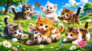 Playful Kittens Rolling and Having Fun on a Lush Green Meadow | Cat Video | Cute Meowing Sounds 🐱🌿💕