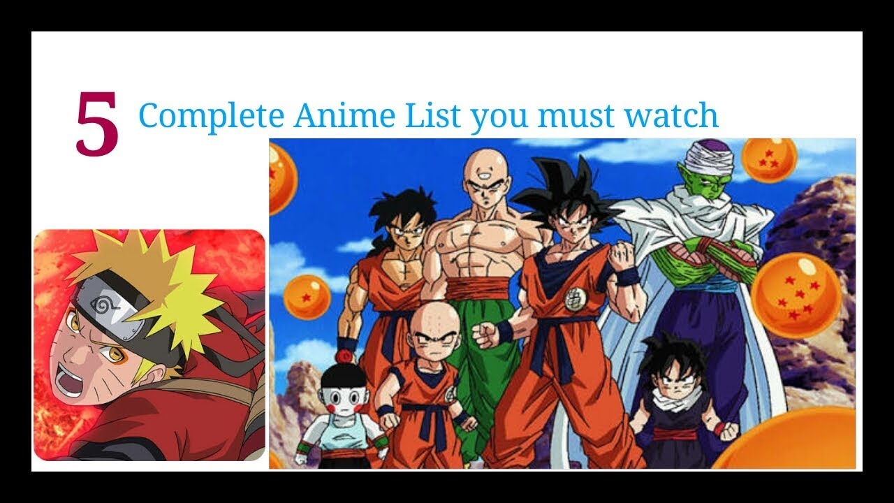 List of 5 great complete anime list which you must watch..anime reviewtop anime complete